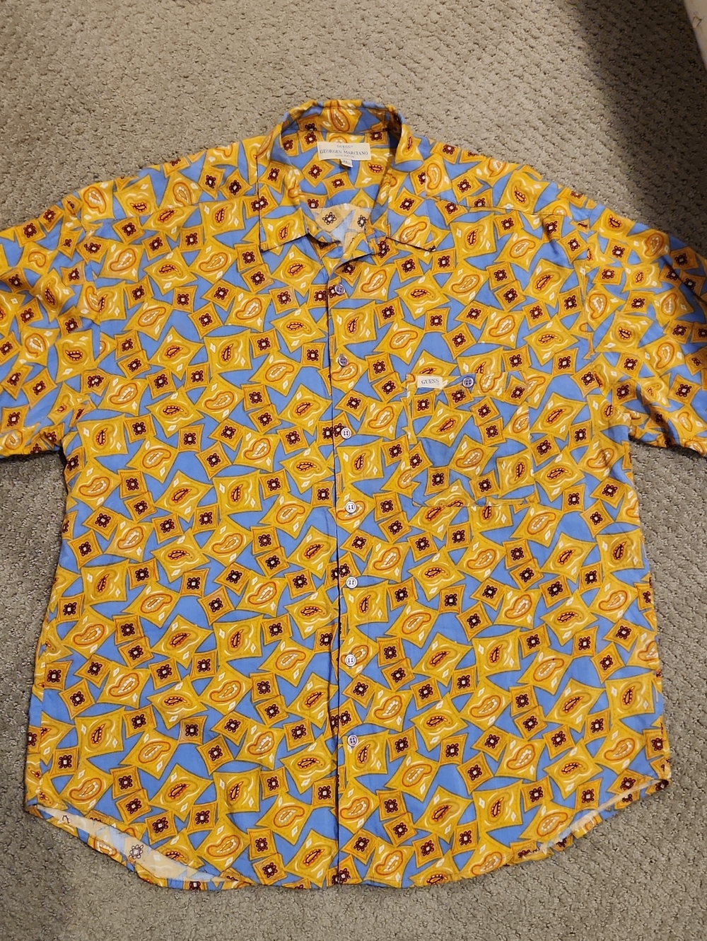 Vintage Guess by Georges Marciano button-up shirt, late 1980s XL Paisley